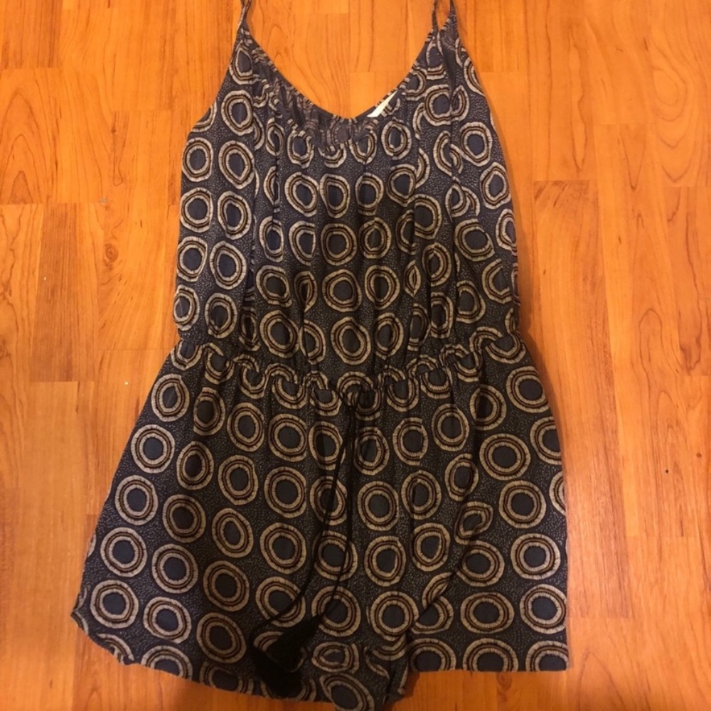 Blue Elastic Waist Romper